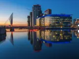 Buildings at MediaCity reflected in the water
