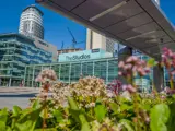 Outside one of the studios at MediaCity 