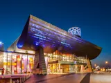 The Lowry theatre from the outside at night