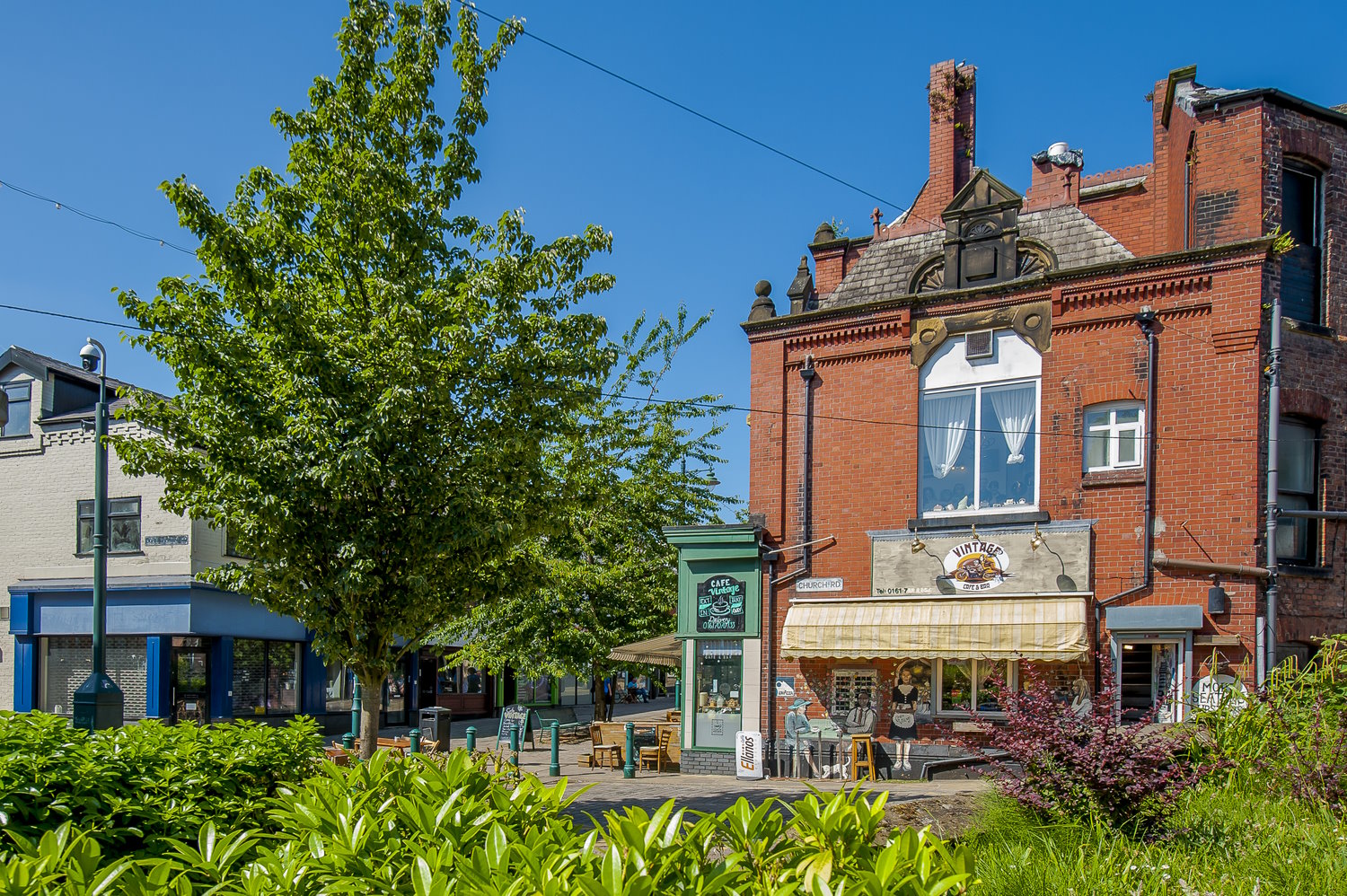 Eccles town centre on a sunny day