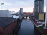 The river Irwell flowing through Salford and Manchester