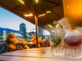 Two cocktails on a table inside the Alchemist