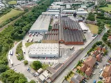 An aerial view of an industrial site
